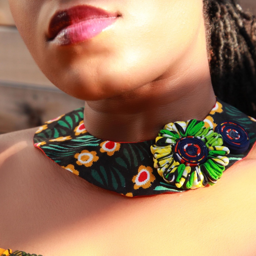 African Print Adjustable Choker Necklace/ Women